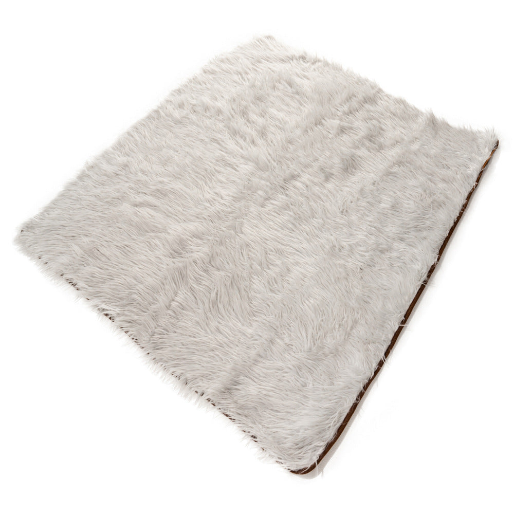 HKM-7309117 Luxurious Winter Warm Pet Pad for Dogs and Small Animals, Ideal for Couch, Car, and Travel, Grey/White/Leopard