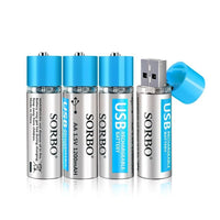 HKM-730963 Lithium Polymer Battery AAA Set - 1200mAh Rechargeable, Safe & Reliable with Smart Chip, USB Charging Options Available