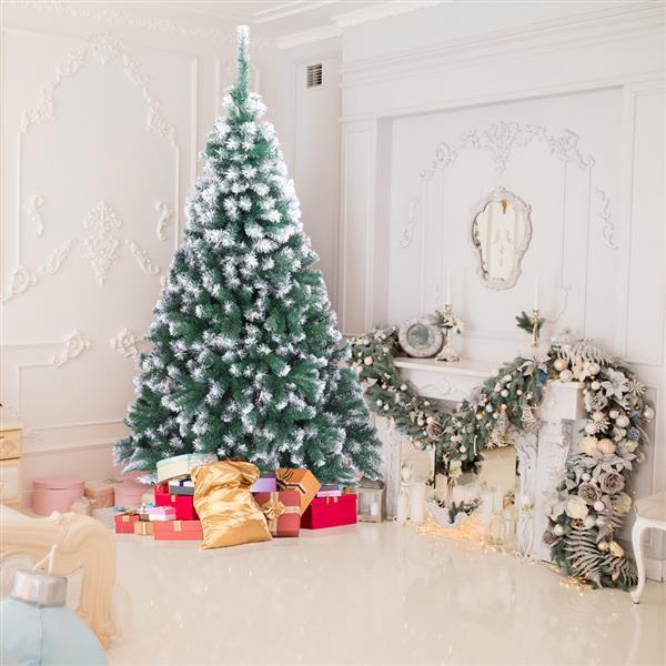 HKM-731027 7FT Unlit Full Artificial Christmas Pine Tree with 230 Branches and Metal Base