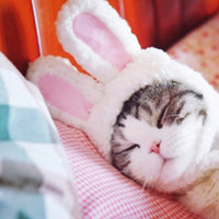 HKM-7310653 Cute Cartoon Rabbit Ears Headdress for Pets ¨C Cozy Cotton Wool Winter Accessory