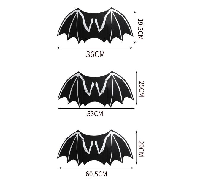 HKM-7312445 Luminous Black Felt Bat Wings Dog Costume in Sizes S, M, L