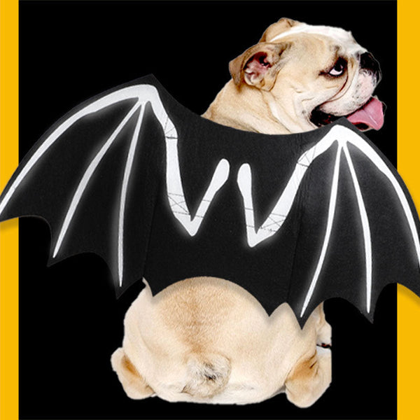 HKM-7312445 Luminous Black Felt Bat Wings Dog Costume in Sizes S, M, L