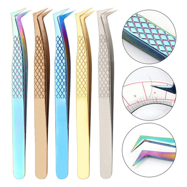 HKM-731283 High Precision Stainless Steel Fish Pattern Eyelash Tweezers - Silver, Gold, Blue, Rose Gold, Colorful