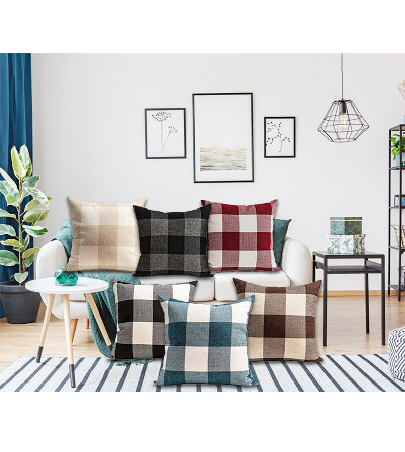 HKM-731283 Plaid Square Pillow Cover 45x45cm - Cushion Cover Only
