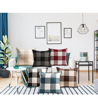 HKM-731283 Plaid Square Pillow Cover 45x45cm - Cushion Cover Only