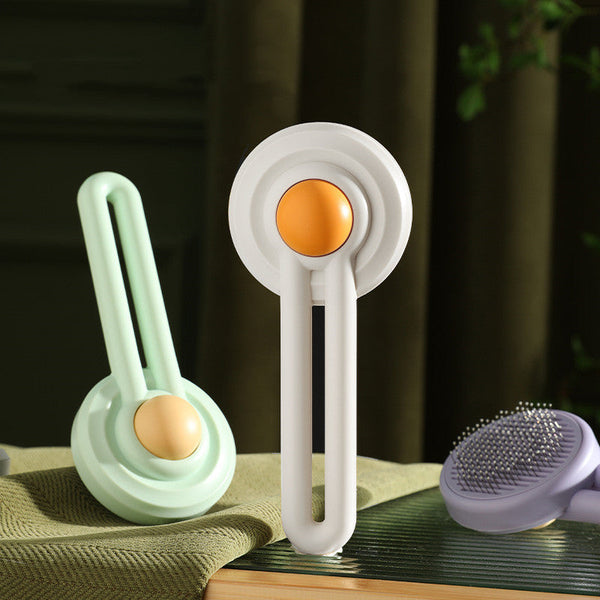 HKM-7313853 Cat Knot Comb with Egg Yolk Design ¨C ABS & Stainless Steel, 25*11.5*6CM, Available in White, Taro Purple, Mint Green, Champagne Yellow