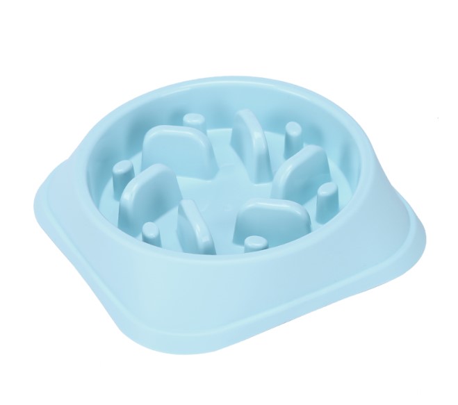HKM-7314237 Anti-Choking Slow Feed Pet Bowl for Food and Water - Durable, Easy-to-Clean PP Material in Pink, Green, and Blue