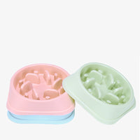 HKM-7314237 Anti-Choking Slow Feed Pet Bowl for Food and Water - Durable, Easy-to-Clean PP Material in Pink, Green, and Blue