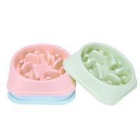 HKM-7314237 Anti-Choking Slow Feed Pet Bowl for Food and Water - Durable, Easy-to-Clean PP Material in Pink, Green, and Blue