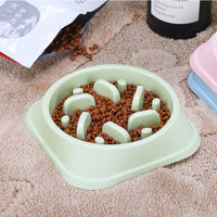 HKM-7314237 Anti-Choking Slow Feed Pet Bowl for Food and Water - Durable, Easy-to-Clean PP Material in Pink, Green, and Blue
