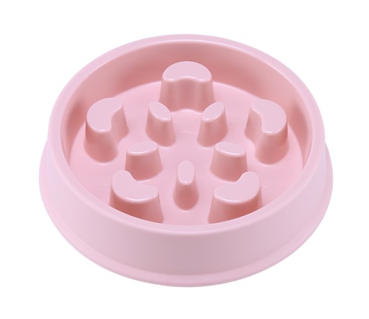 HKM-7314237 Anti-Choking Slow Feed Pet Bowl for Food and Water - Durable, Easy-to-Clean PP Material in Pink, Green, and Blue