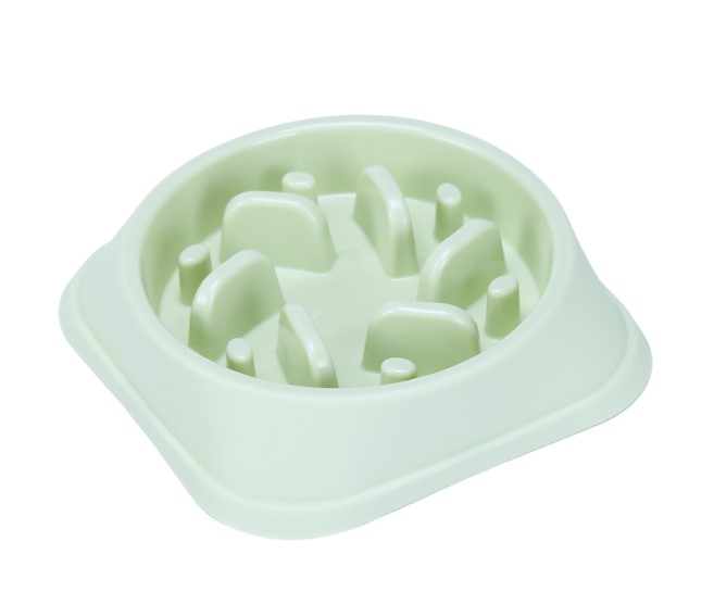 HKM-7314237 Anti-Choking Slow Feed Pet Bowl for Food and Water - Durable, Easy-to-Clean PP Material in Pink, Green, and Blue