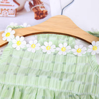 HKM-7314621 Spring Summer Pet Dress for Puppies - Soft Acrylic Skirt in Yellow and Green, Multiple Sizes Available