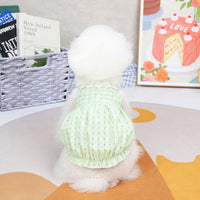 HKM-7314621 Spring Summer Pet Dress for Puppies - Soft Acrylic Skirt in Yellow and Green, Multiple Sizes Available