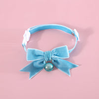 HKM-7315645 Velvet Bow Tie with Anti-Suffocation Buckle for Pets - Red, Green, Blue, and Fan Patterns, Size S (17-33cm)