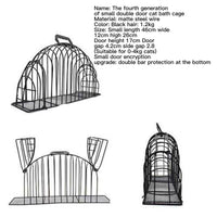 HKM-7315901 Double Door Cat Bath Cage with Brush - Anti-Scratch Design, Black Positive Wire Construction