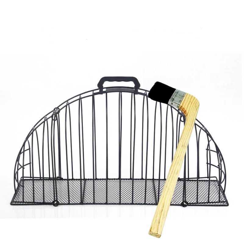 HKM-7315901 Double Door Cat Bath Cage with Brush - Anti-Scratch Design, Black Positive Wire Construction