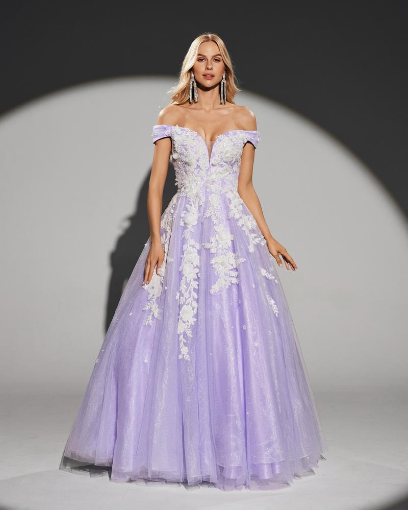 HKM-731603 Elegant Purple Evening Dress for Women - Model EZ25203