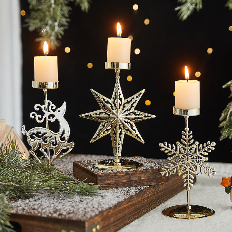 HKM-731667 Wrought Iron Candlestick Candle Tray Decoration for a Romantic Christmas