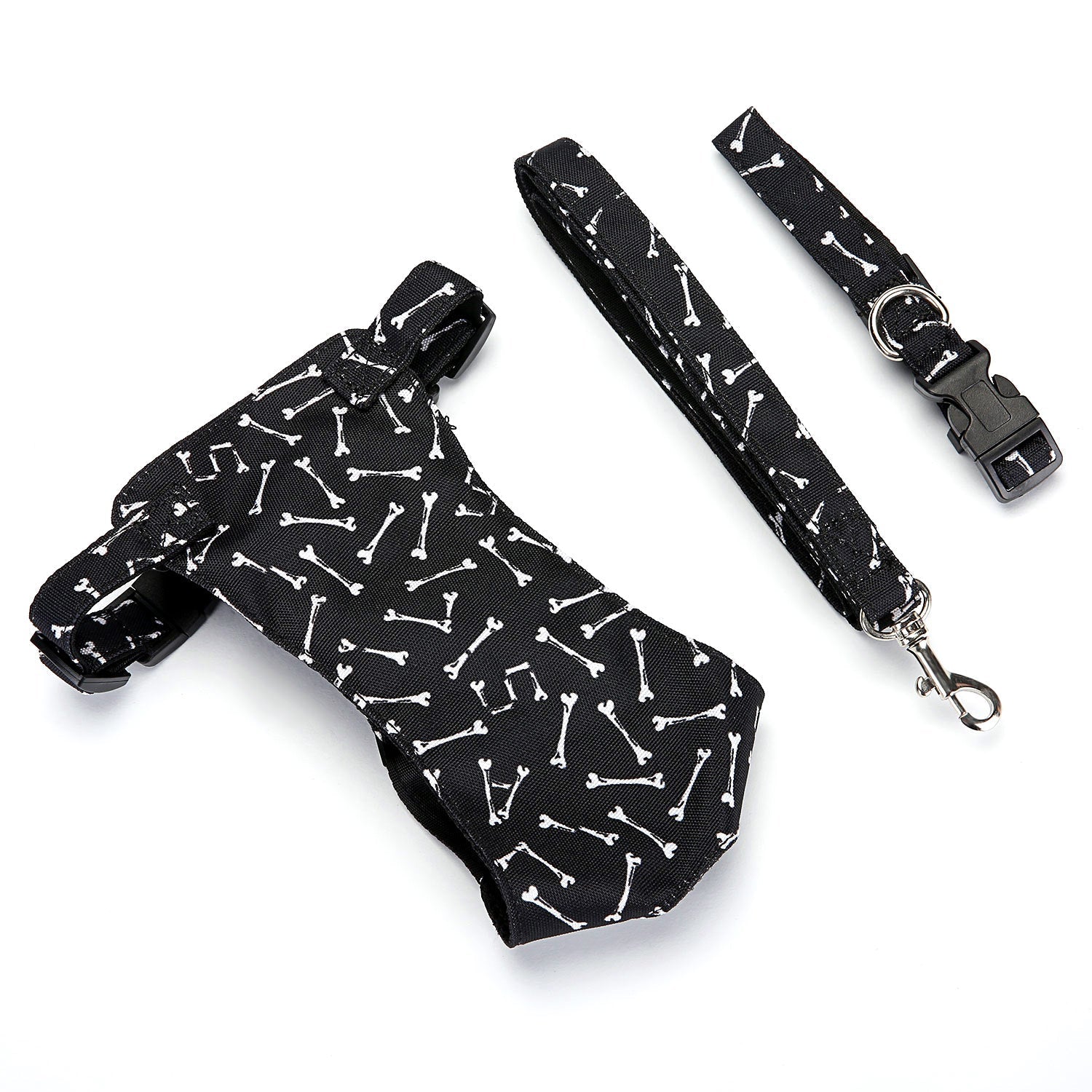 HKM-7317821 British Style Canvas and Mesh Dog Chest Harness with Traction Rope - Customizable Sizes S and L