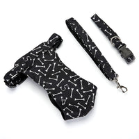 HKM-7317821 British Style Canvas and Mesh Dog Chest Harness with Traction Rope - Customizable Sizes S and L