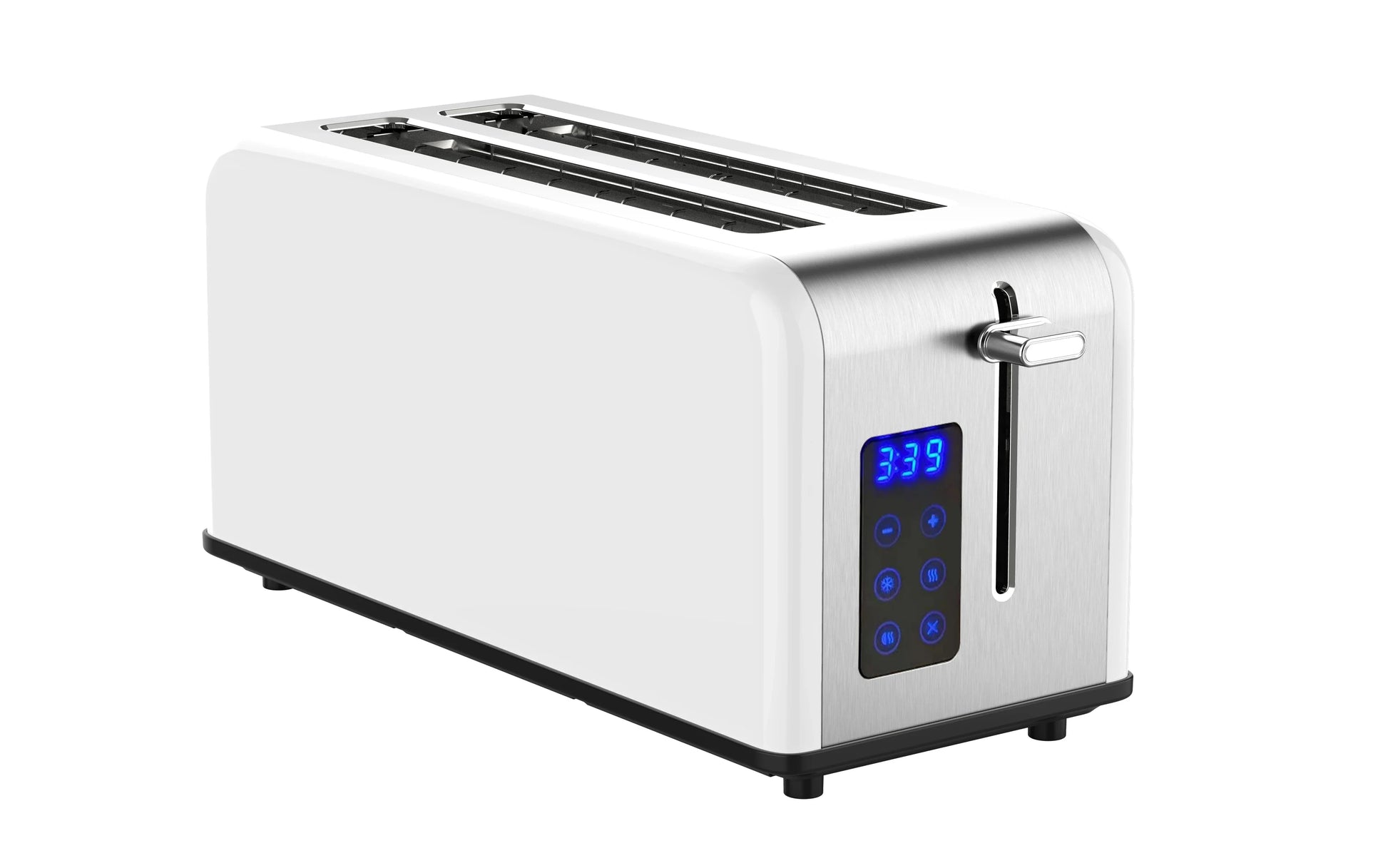 HKM-731795 Stainless Steel Retro 4-Slice Long Slot Toaster with Adjustable Settings