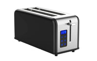 HKM-731795 Stainless Steel Retro 4-Slice Long Slot Toaster with Adjustable Settings