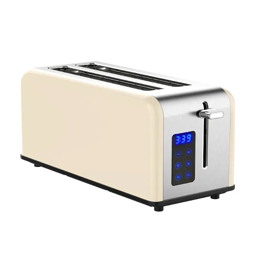 HKM-731795 Stainless Steel Retro 4-Slice Long Slot Toaster with Adjustable Settings