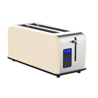 HKM-731795 Stainless Steel Retro 4-Slice Long Slot Toaster with Adjustable Settings
