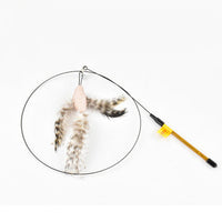 HKM-7318845 Cat Toy with Bird Feather Wand and Black Stick for Interactive Play