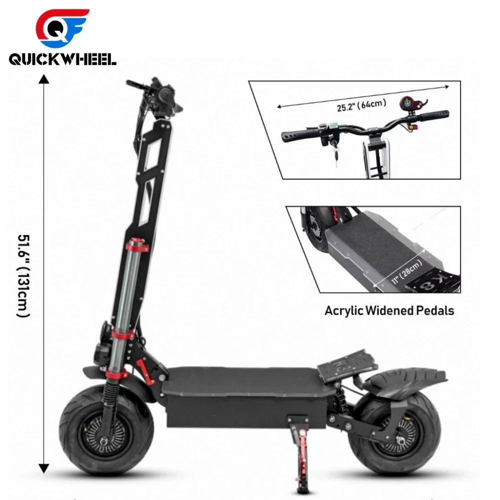 HKM-731923 12-Inch Waterproof Electric Foldable Scooter with 60V 38Ah Lithium Battery and Full Suspension for Adults