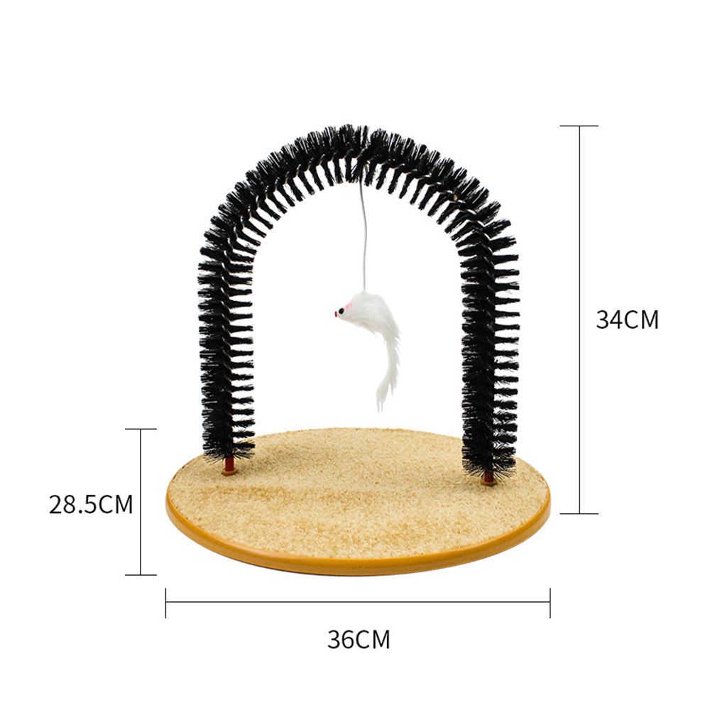 HKM-7319613 Arch Type Cat Rubbing Device with Massage Brush and Scratching Pad