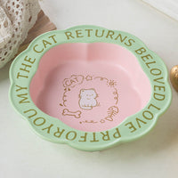 HKM-7319997 Ceramic Cat Bowl with Anti-Tumble Design in Multiple Colors