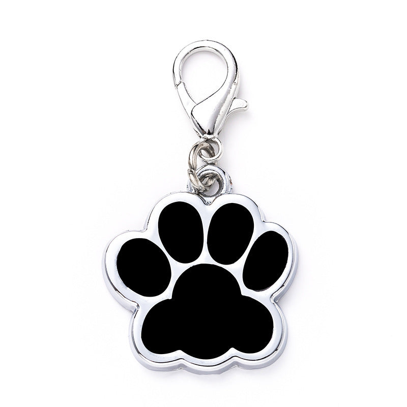 HKM-732051 Glittery Zinc Alloy Dog Tag with Paw Print Design for Personalization