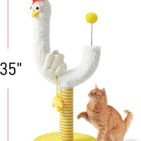 HKM-7321277 Curved Sisal Cat Scratching Post with Spring Ball for Indoor Cats - Durable and Stable Design