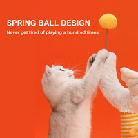HKM-7321277 Curved Sisal Cat Scratching Post with Spring Ball for Indoor Cats - Durable and Stable Design