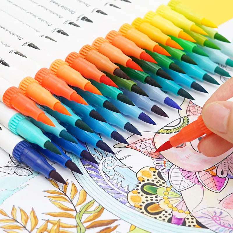 HKM-732179 Custom Dual Watercolour Brush Pens - Alcohol-Based Art Markers for Coloring Books and Art Diaries