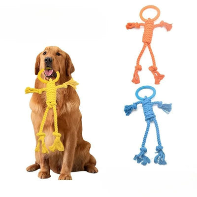 HKM-7322429 Durable Cotton Rope Dog Chew Toy for Molar Health - 14CM Ring Diameter, 50CM Length