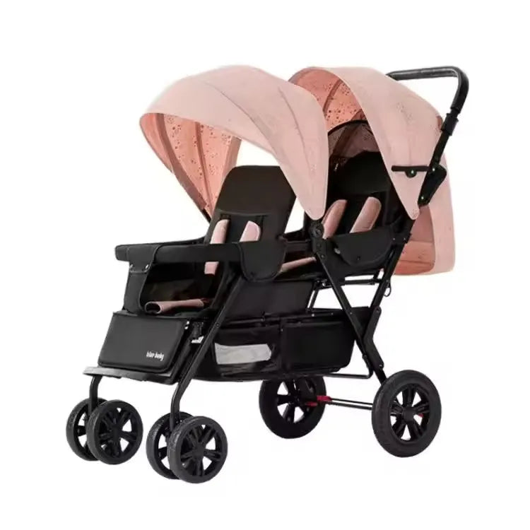 HKM-732243 3 in 1 Foldable Twin Baby Stroller for Infants 0-3 Years - European Design