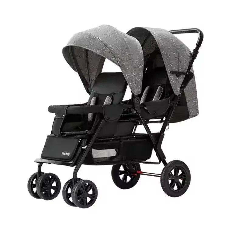 HKM-732243 3 in 1 Foldable Twin Baby Stroller for Infants 0-3 Years - European Design