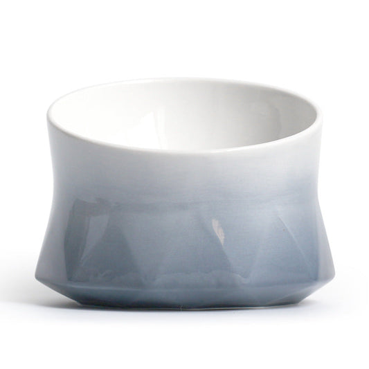 HKM-7323965 Ceramic Cat Bowl in Grey, Pink, and White - Stylish Feeding Dish for Cats