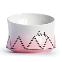 HKM-7323965 Ceramic Cat Bowl in Grey, Pink, and White - Stylish Feeding Dish for Cats