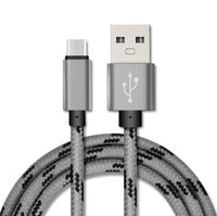 HKM-732435 Nylon Braided Mobile Phone Data Charging Cable - Type-C & USB - 0.25M, 1M, 2M Lengths