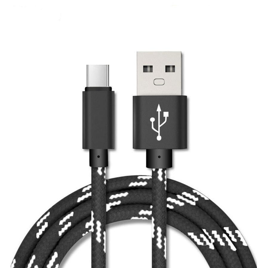 HKM-732435 Nylon Braided Mobile Phone Data Charging Cable - Type-C & USB - 0.25M, 1M, 2M Lengths