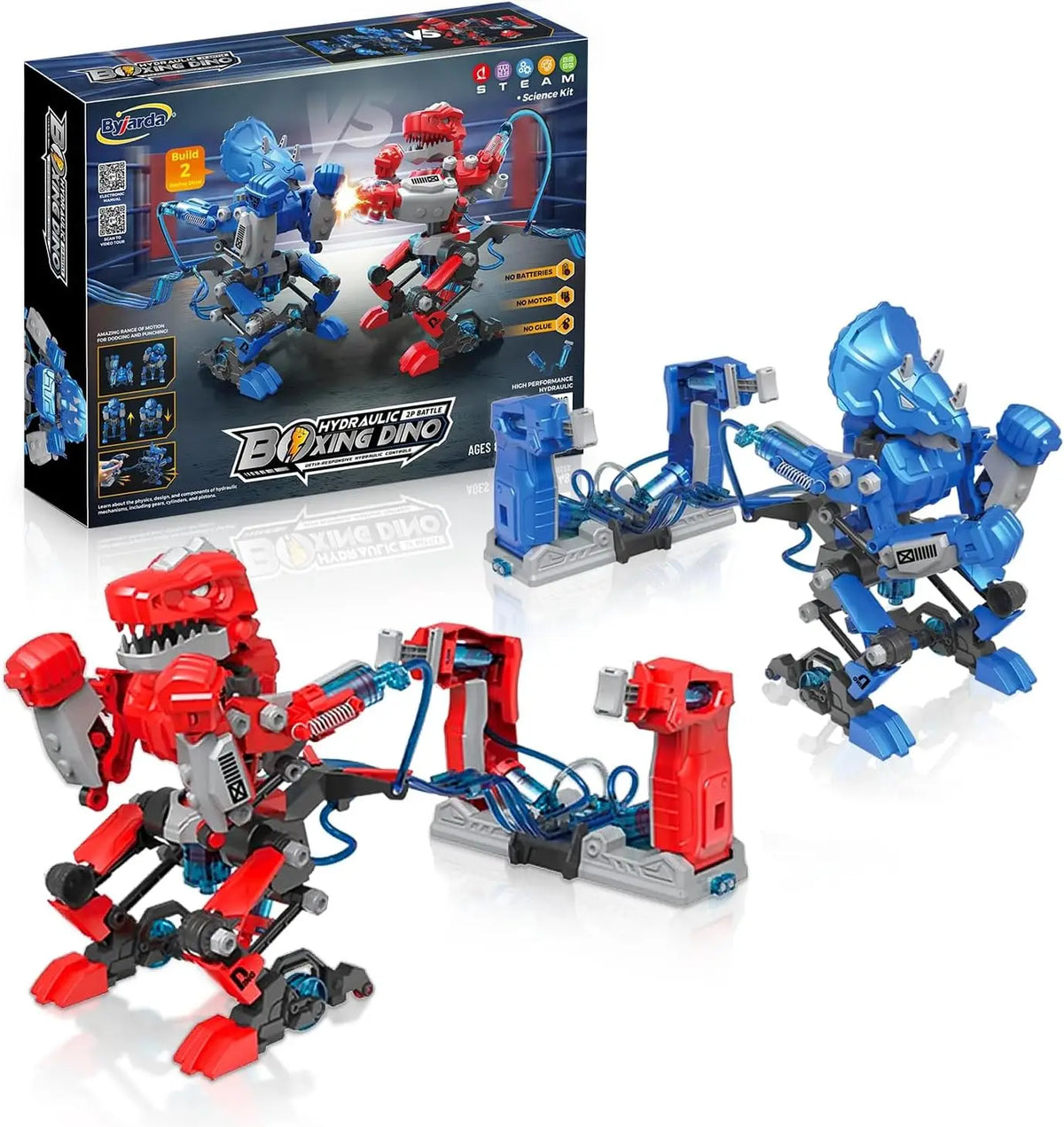 HKM-732691 Hydraulic-Powered Battle Robots Building Kit - 348 Pieces STEM Toy for Ages 5 and Up