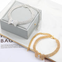 HKM-7327037 Adjustable Crystal Bow Pet Collar for Small & Medium Dogs and Cats - Sparkling Rhinestone Design