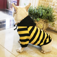 HKM-7327933 Striped Cotton Hooded Dog Coat - Casual Pet Apparel in Various Sizes