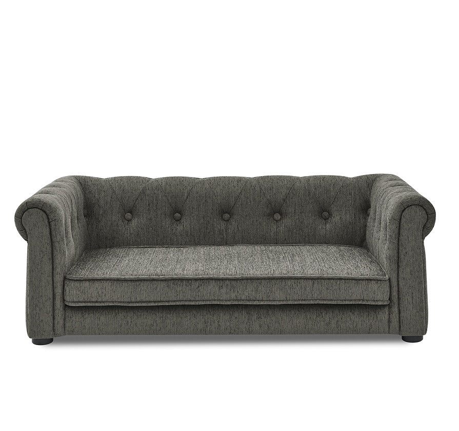 HKM-7328189 Durable Elevated Dog Sofa Bed for Medium and Large Dogs - Modern Dark Grey Design