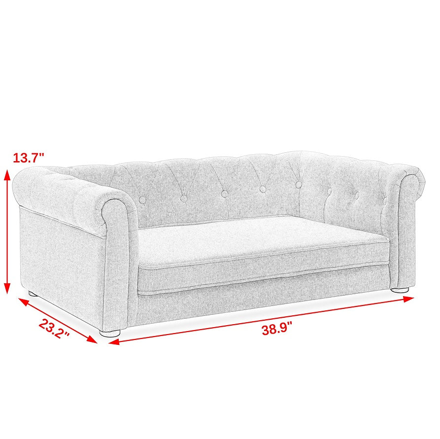 HKM-7328189 Durable Elevated Dog Sofa Bed for Medium and Large Dogs - Modern Dark Grey Design