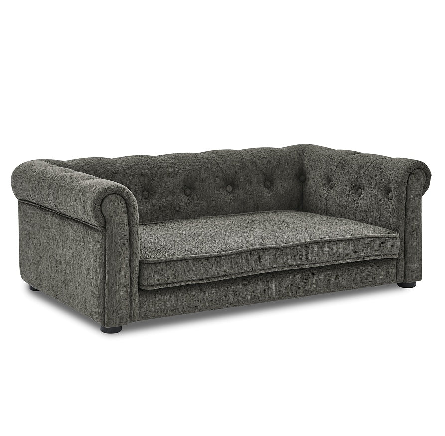 HKM-7328189 Durable Elevated Dog Sofa Bed for Medium and Large Dogs - Modern Dark Grey Design